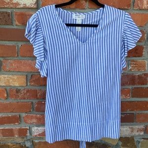 Blue and white striped top